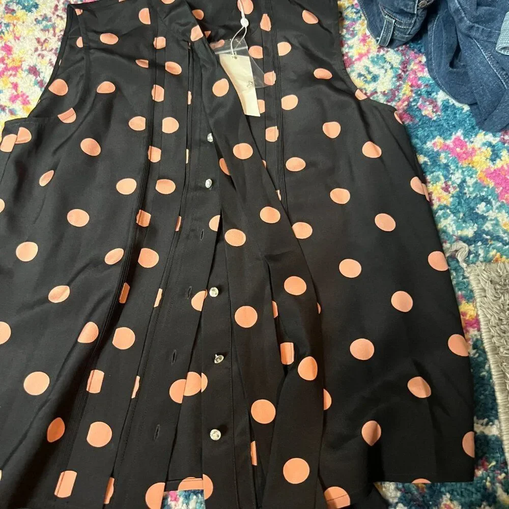 NWT Tory Burch printed bow silk‎ top, size 6